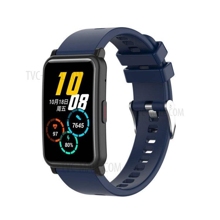 Metal Buckle Soft Silicone Watch Band Strap Replacement for Huawei Honor ES Watch - Midnight Blue