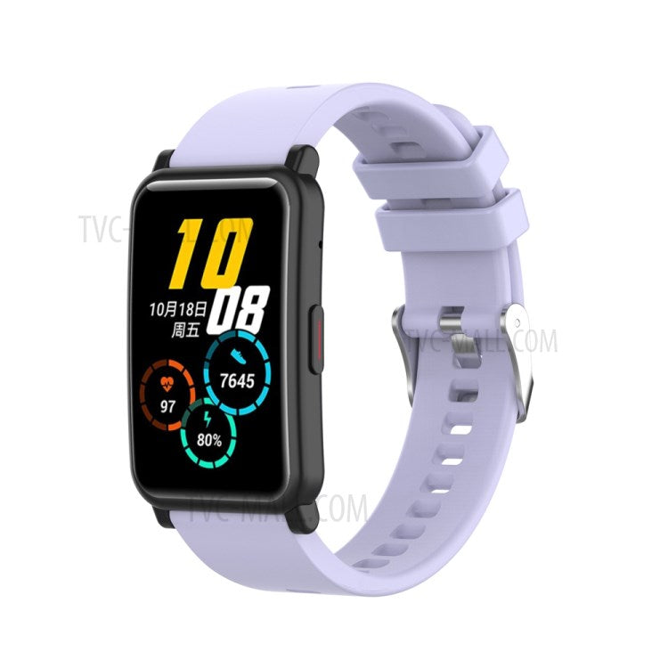 Metal Buckle Soft Silicone Watch Band Strap Replacement for Huawei Honor ES Watch - Light Purple