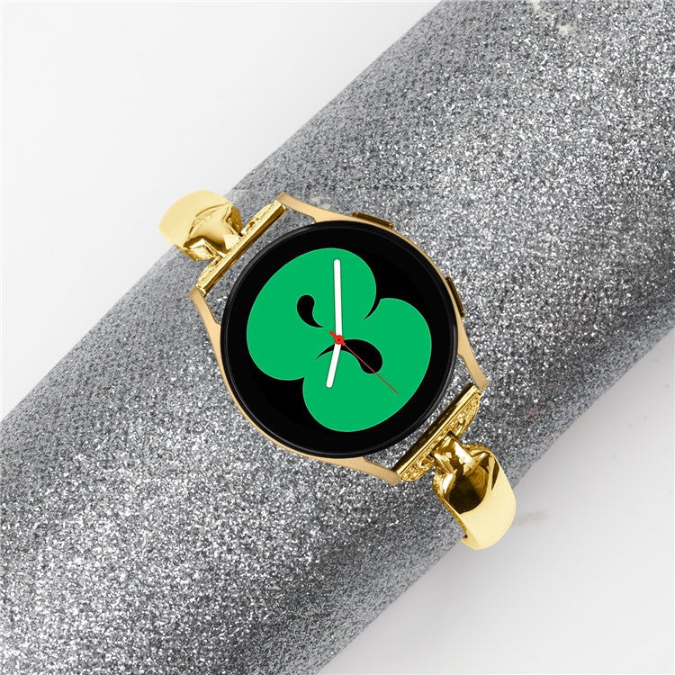 Watch Band for Samsung Galaxy Watch FE 40mm D-Shape Bling Rhinestone Decor Alloy Bracelet - Gold