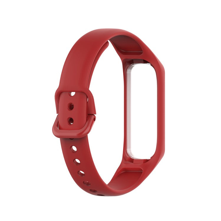 Integrated Frame Case Silicone Watch Strap for Samsung Galaxy Fit 2 SM-R220 - Red