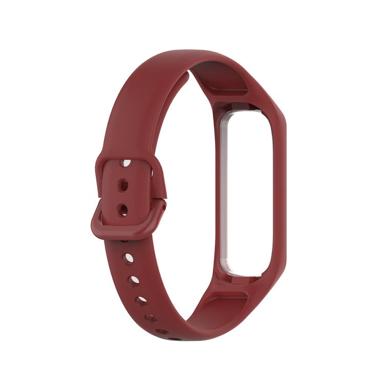 Integrated Frame Case Silicone Watch Strap for Samsung Galaxy Fit 2 SM-R220 - Wine Red