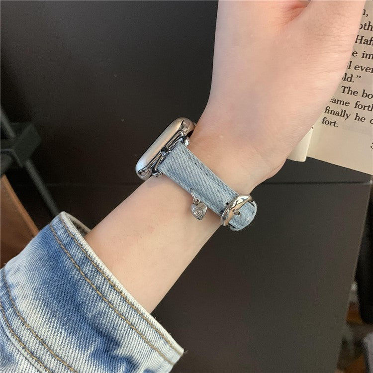 For Apple Watch 10 46mm / Ultra 2 / Ultra 49mm / 9 8 7 45mm / SE (2023) SE (2022) SE 6 5 4 44mm / 3 2 1 42mm Denim Watch Strap - Blue
