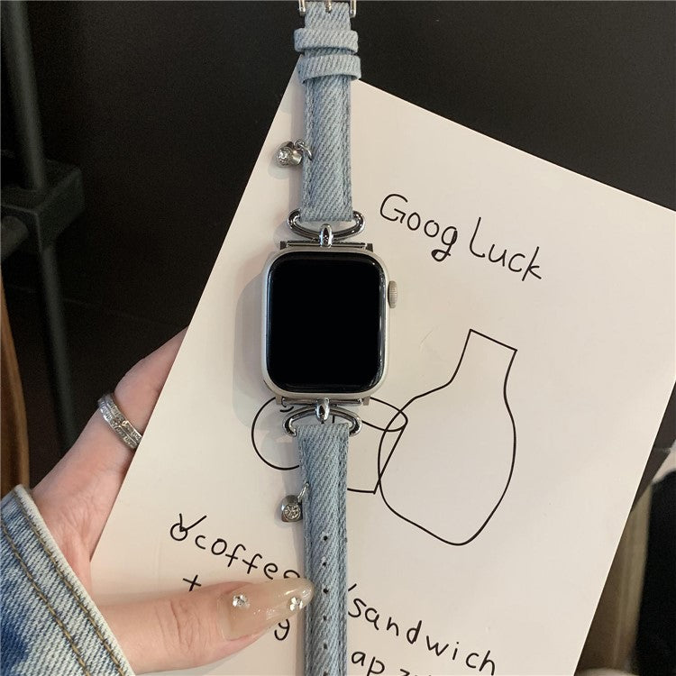 For Apple Watch 10 46mm / Ultra 2 / Ultra 49mm / 9 8 7 45mm / SE (2023) SE (2022) SE 6 5 4 44mm / 3 2 1 42mm Denim Watch Strap - Blue