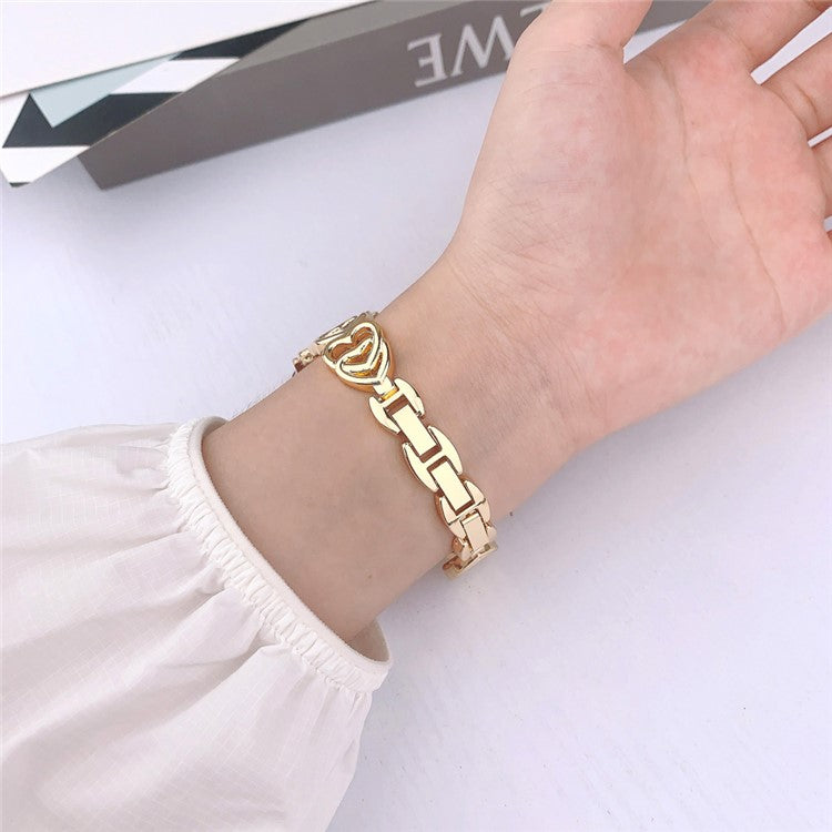 For Apple Watch Series 10 42mm / 9 8 7 41mm / SE (2023) SE (2022) SE 6 5 4 40mm / 3 2 1 38mm Zinc Alloy Band Love Heart Design Watch Strap - Gold