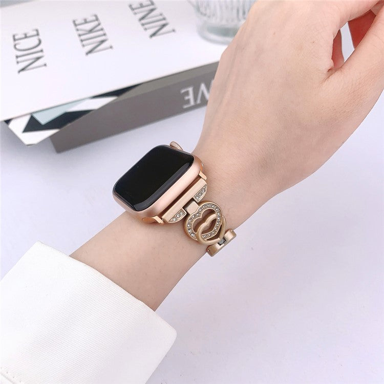 For Apple Watch 10 46mm / Ultra 2 / Ultra 49mm / 9 8 7 45mm / SE (2023) SE (2022) SE 6 5 4 44mm / 3 2 1 42mm Heart Design Zinc Alloy Watch Strap - Black