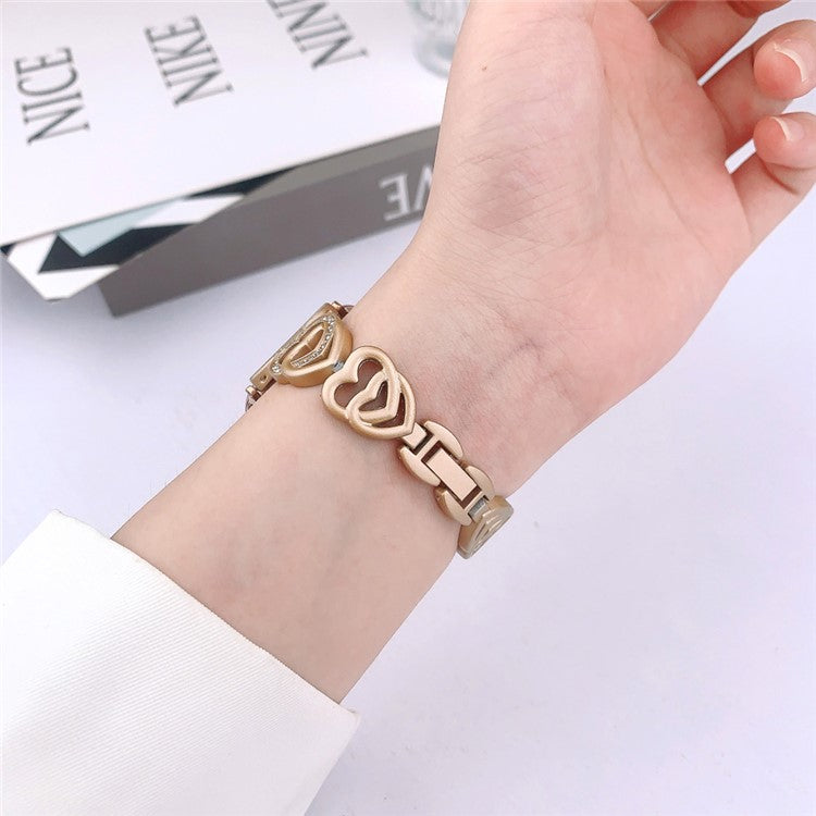 For Apple Watch 10 46mm / Ultra 2 / Ultra 49mm / 9 8 7 45mm / SE (2023) SE (2022) SE 6 5 4 44mm / 3 2 1 42mm Heart Design Zinc Alloy Watch Strap - Black