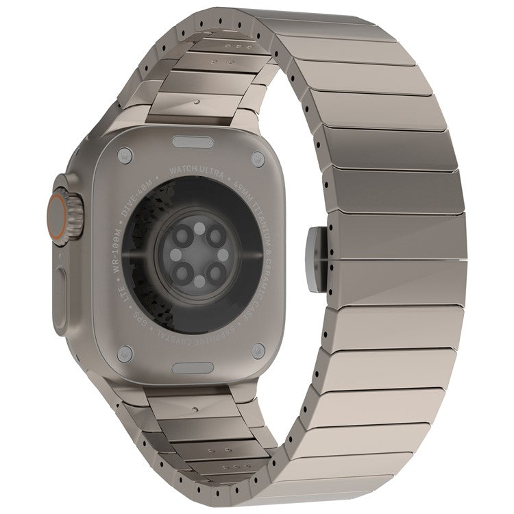 For Apple Watch Series 10 42mm / 9 8 7 41mm / SE (2023) SE (2022) SE 6 5 4 40mm / 3 2 1 38mm Zinc Alloy Band Replacement Men Watch Strap - Titanium