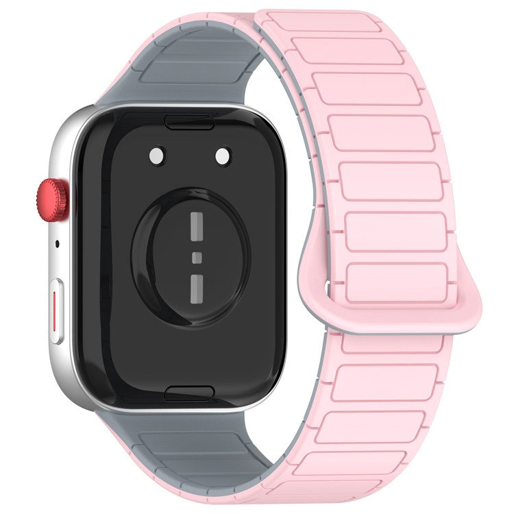 For Huawei Watch Fit 3 Dual Color Replacement Band Magnetic Silicone Watch Strap - Light Pink+Grey