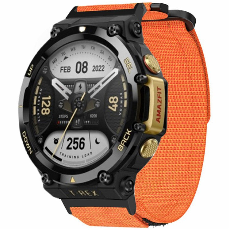 For Huami Amazfit T-Rex 2 Replacement Strap Outdoor Magic Tape Nylon Watch Band - Orange