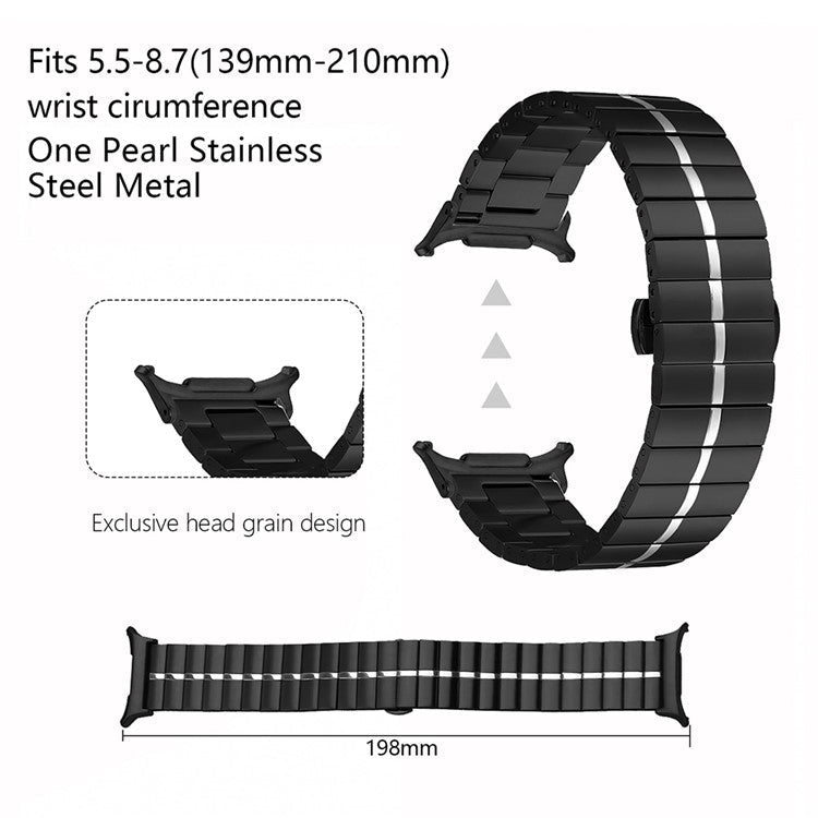 KALEBOL For Samsung Galaxy Watch Ultra 47mm Stylish Stainless Steel Watch Band Wrist Strap - Black