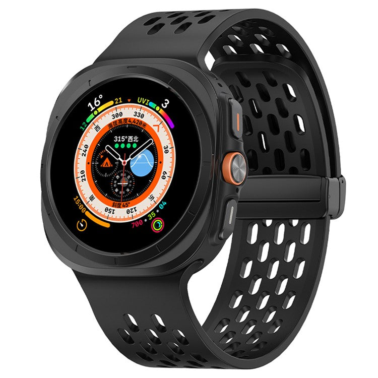 KALEBOL For Samsung Galaxy Watch Ultra 47mm Silicone Band Magnetic Replacement Strap - Black