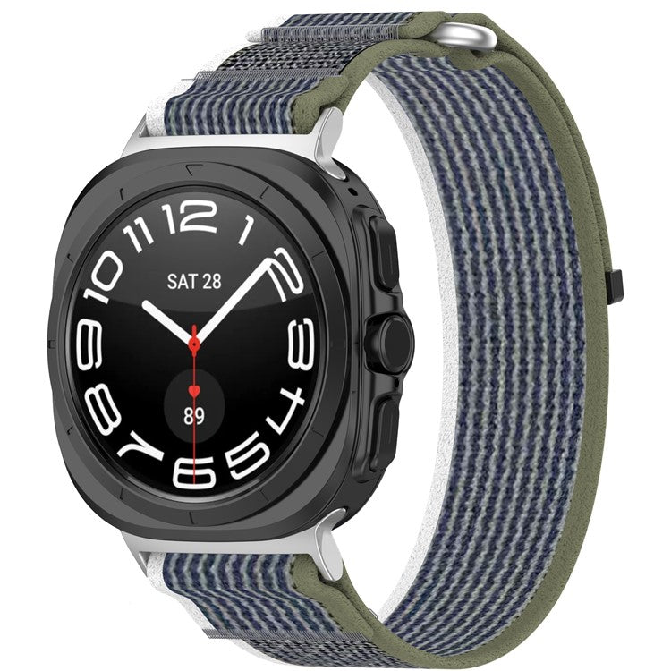 KALEBOL For Samsung Galaxy Watch Ultra 47mm Watch Strap Breathable Nylon Sport Strap - Green+Grey