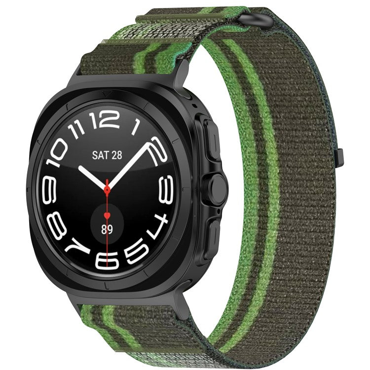 KALEBOL For Samsung Galaxy Watch Ultra 47mm Watch Strap Breathable Nylon Sport Strap - Blackish Green