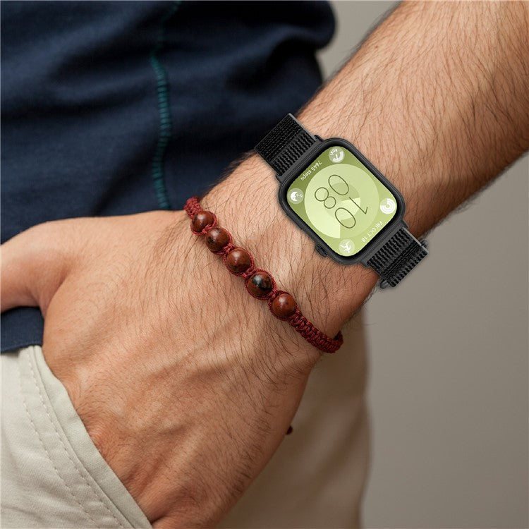 KALEBOL For Huawei Watch Fit 3 Watch Strap Breathable Nylon Sport Strap - Green+Grey