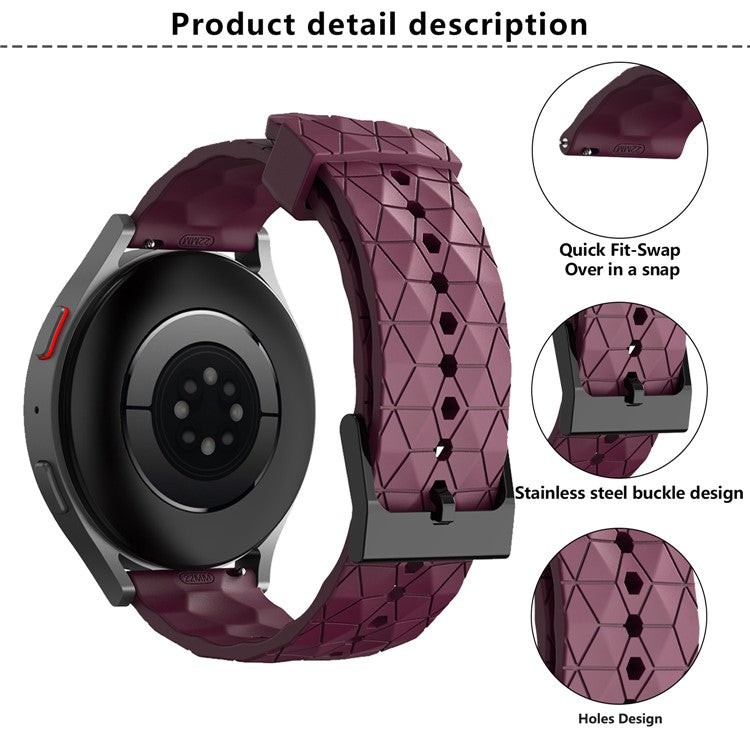 KALEBOL For Huawei Watch 4 / 4 Pro / GT 4 46mm Watch Band 22mm Football Pattern Silicone Strap - Grey