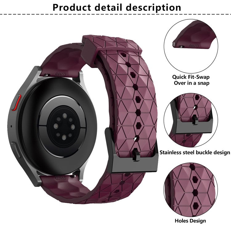 KALEBOL For Huawei Watch GT 3 42mm / GT 3 Pro 43mm Watch Strap 20mm Silicone Band Football Pattern - White