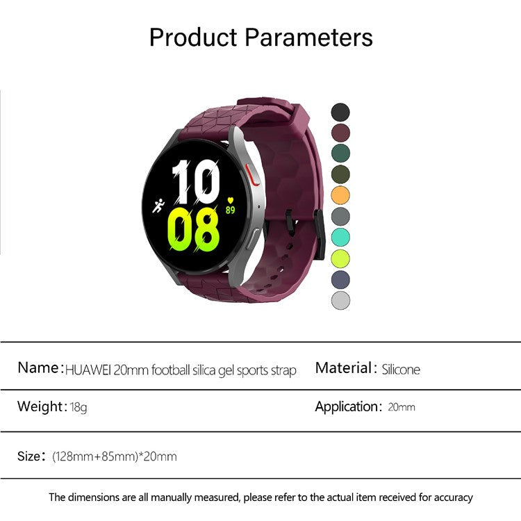 KALEBOL For Huawei Watch GT 3 42mm / GT 3 Pro 43mm Watch Strap 20mm Silicone Band Football Pattern - White