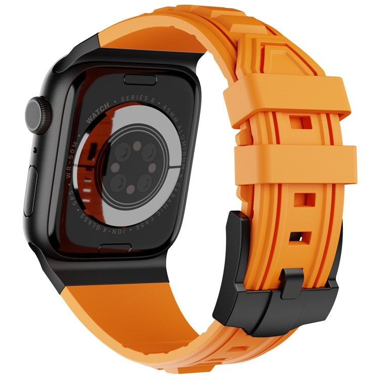 KALEBOL For Apple Watch 10 46mm / Ultra 2 / Ultra 49mm / 9 8 7 45mm / SE (2023) SE (2022) SE 6 5 4 44mm / 3 2 1 42mm Silicone Watch Band - Black+Orange