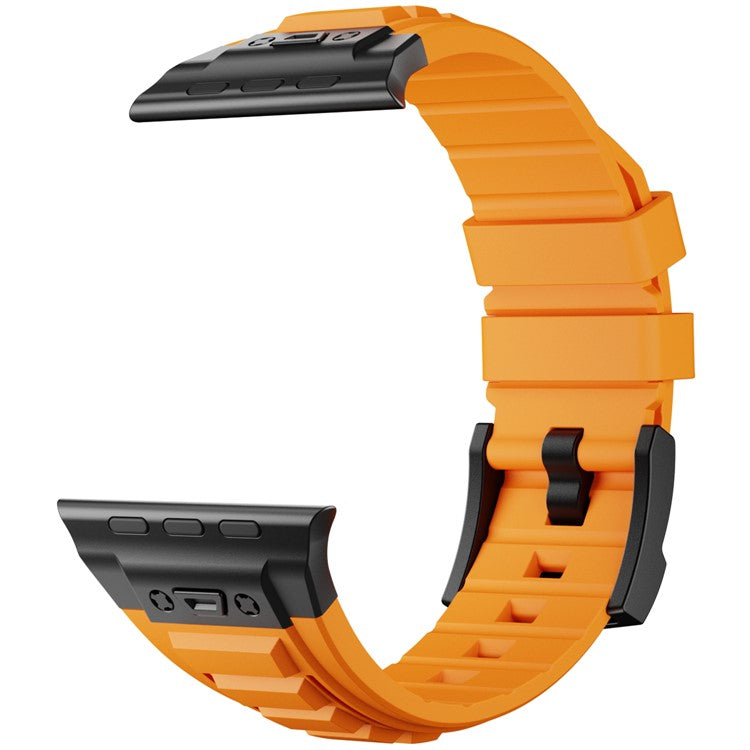 KALEBOL For Apple Watch 10 46mm / Ultra 2 / Ultra 49mm / 9 8 7 45mm / SE (2023) SE (2022) SE 6 5 4 44mm / 3 2 1 42mm Silicone Watch Band - Black+Orange
