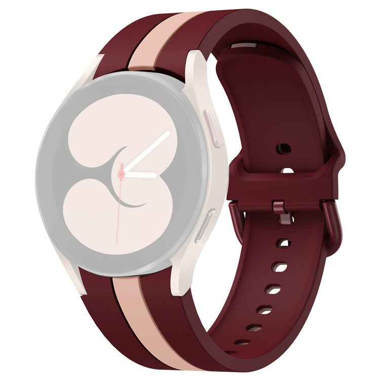 KALEBOL For Samsung Galaxy Watch FE 40mm / Watch6 / Watch6 Classic / Watch 5 / Watch 5 Pro Watch Strap Dual Color Silicone Band - Wine Red+Pink