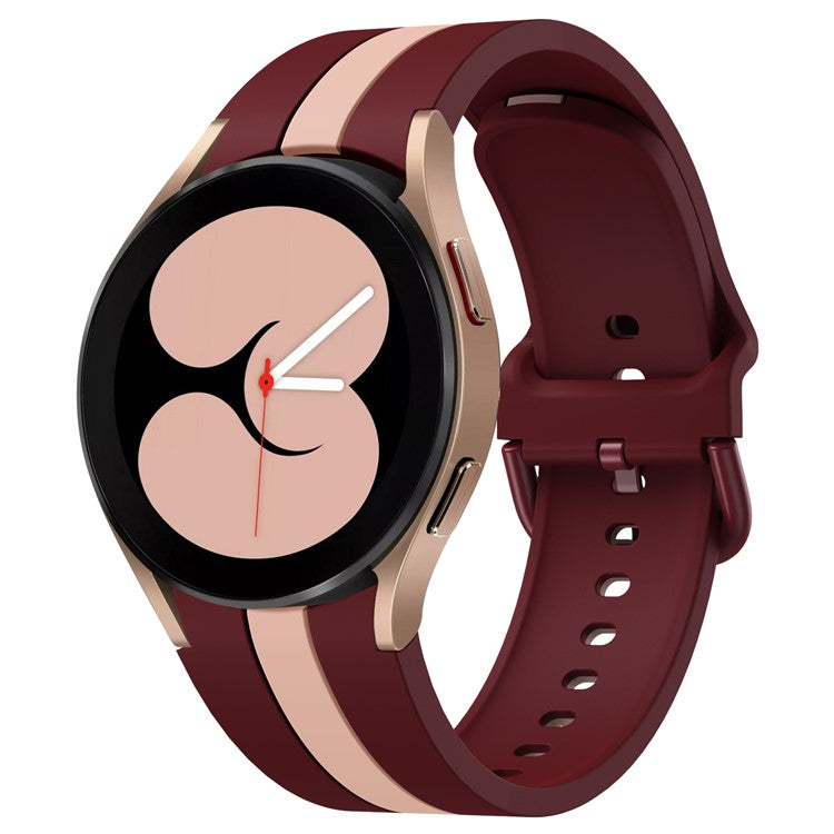KALEBOL For Samsung Galaxy Watch FE 40mm / Watch6 / Watch6 Classic / Watch 5 / Watch 5 Pro Watch Strap Dual Color Silicone Band - Wine Red+Pink