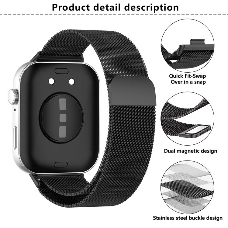 KALEBOL For Huawei Watch Fit 3 Milanese Stainless Steel Watch Band Magnetic Wrist Strap - Gold