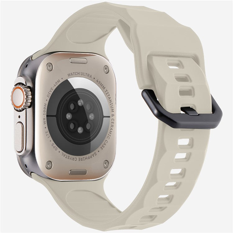 KALEBOL For Apple Watch 10 46mm / Ultra 2 / Ultra 49mm / 9 8 7 45mm / SE (2023) SE (2022) SE 6 5 4 44mm / 3 2 1 42mm Silicone Sport Watch Strap - Starlight