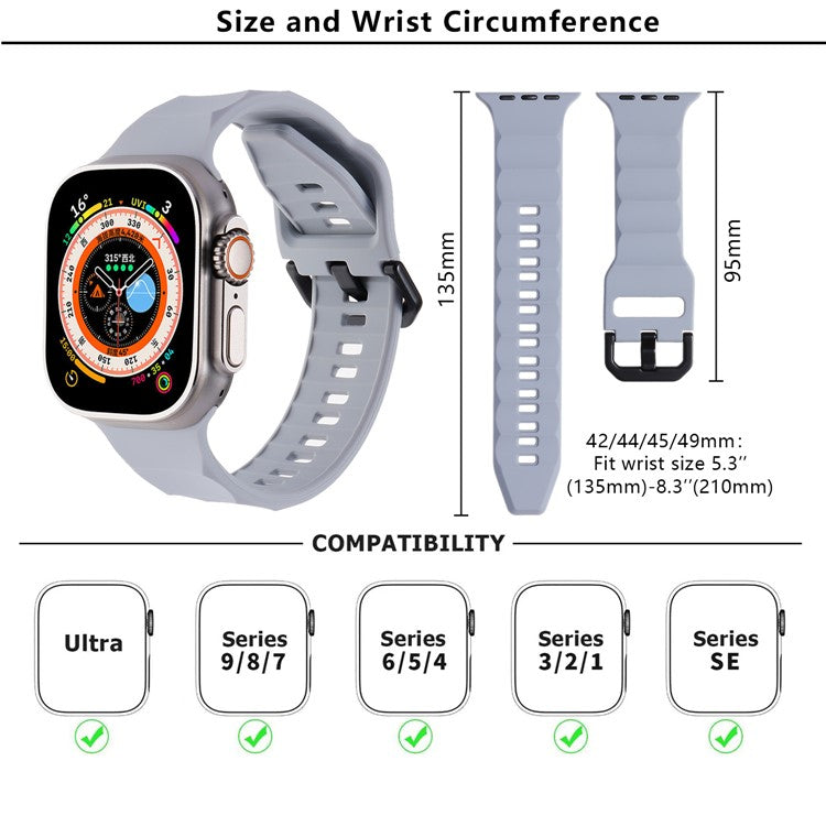 KALEBOL For Apple Watch 10 46mm / Ultra 2 / Ultra 49mm / 9 8 7 45mm / SE (2023) SE (2022) SE 6 5 4 44mm / 3 2 1 42mm Silicone Sport Watch Strap - Starlight