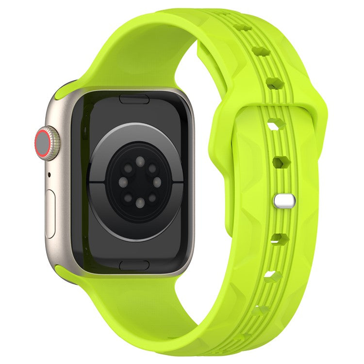 KALEBOL For Apple Watch Series 10 42mm / 9 8 7 41mm / SE (2023) SE (2022) SE 6 5 4 40mm / 3 2 1 38mm Silicone Watch Band Vertical Strip Texture - Lime