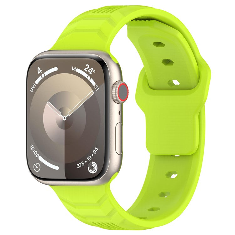 KALEBOL For Apple Watch Series 10 42mm / 9 8 7 41mm / SE (2023) SE (2022) SE 6 5 4 40mm / 3 2 1 38mm Silicone Watch Band Vertical Strip Texture - Lime
