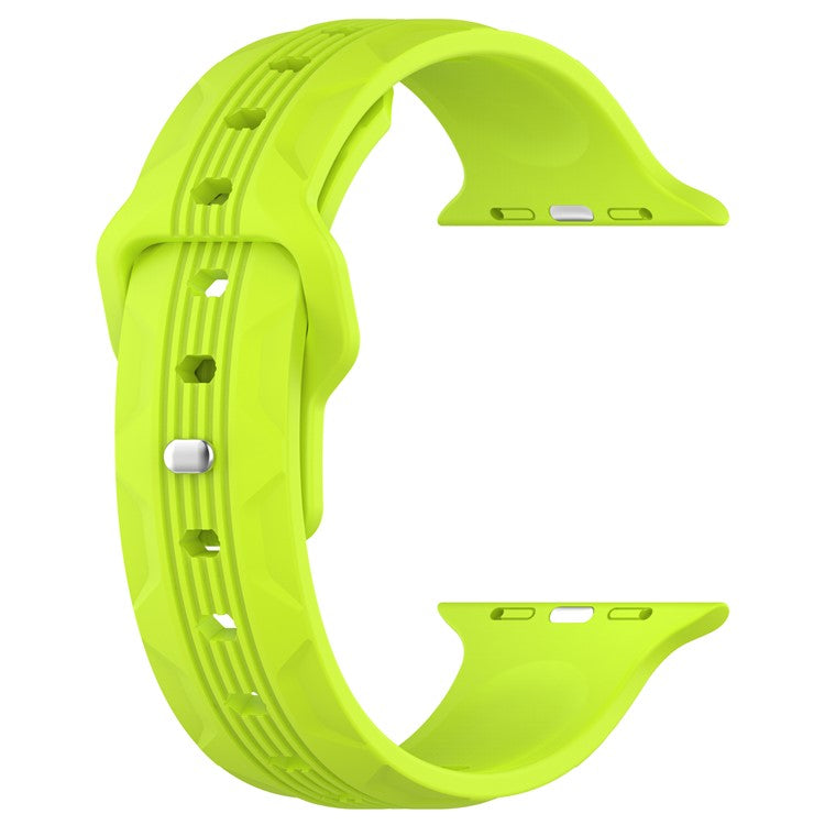 KALEBOL For Apple Watch Series 10 42mm / 9 8 7 41mm / SE (2023) SE (2022) SE 6 5 4 40mm / 3 2 1 38mm Silicone Watch Band Vertical Strip Texture - Lime