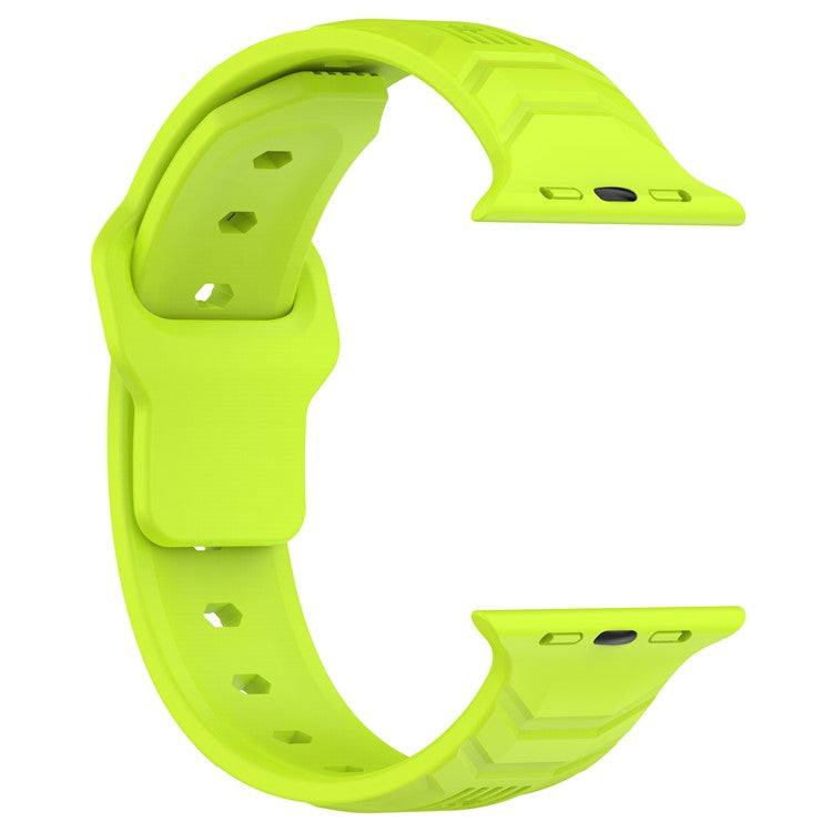 KALEBOL For Apple Watch Series 10 42mm / 9 8 7 41mm / SE (2023) SE (2022) SE 6 5 4 40mm / 3 2 1 38mm Silicone Watch Band Vertical Strip Texture - Lime