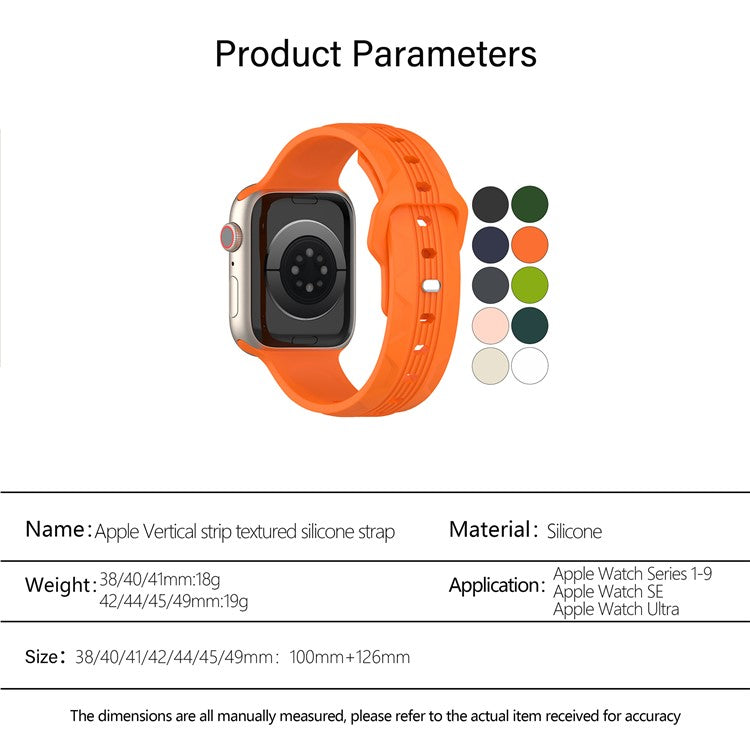 KALEBOL For Apple Watch Series 10 42mm / 9 8 7 41mm / SE (2023) SE (2022) SE 6 5 4 40mm / 3 2 1 38mm Silicone Watch Band Vertical Strip Texture - Lime