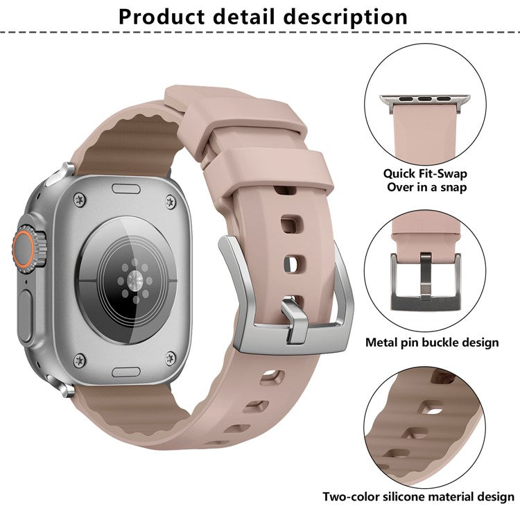 KALEBOL For Apple Watch 10 46mm / Ultra 2 / Ultra 49mm / 9 8 7 45mm / SE (2023) SE (2022) SE 6 5 4 44mm / 3 2 1 42mm Silicone Band Dual Color - Orange