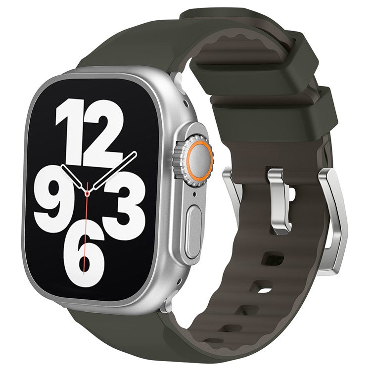 KALEBOL For Apple Watch Series 10 42mm / 9 8 7 41mm / SE (2023) SE (2022) SE 6 5 4 40mm / 3 2 1 38mm Watch Band Dual Color Silicone Strap - Blackish Green