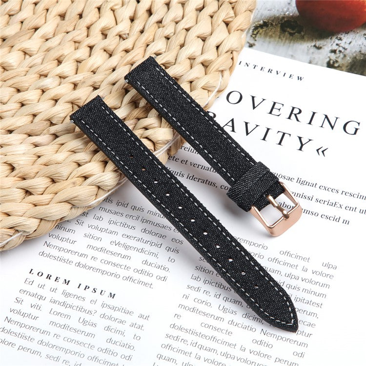 KALEBOL For Garmin Lily 2 Watch Band Linen Leather Adjustable Wrist Strap - Black