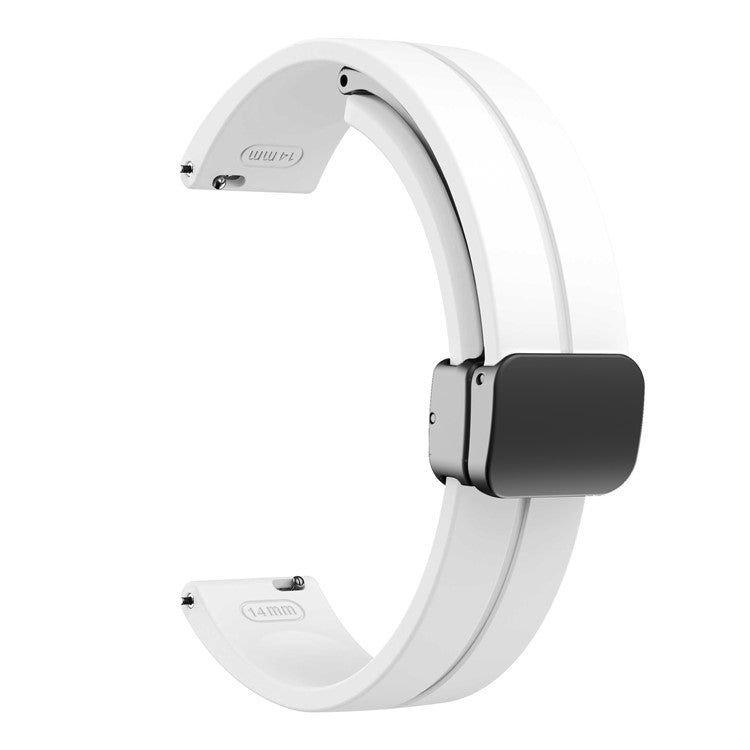 KALEBOL For Garmin Lily 2 Watch Strap Magnetic Buckle Silicone Wrist Band - White+Black Buckle