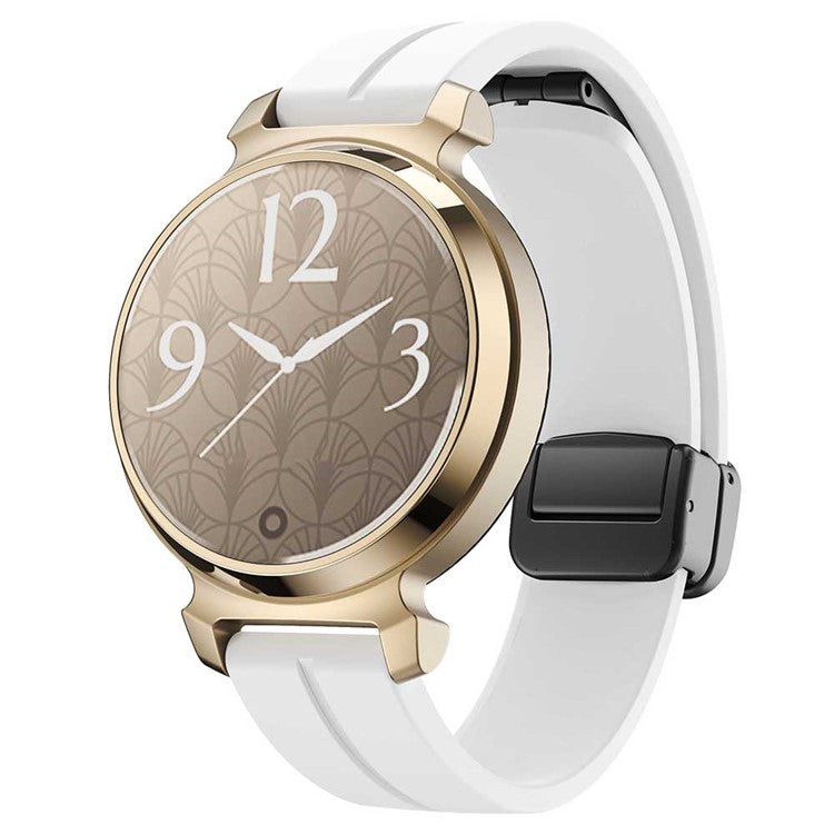 KALEBOL For Garmin Lily 2 Watch Strap Magnetic Buckle Silicone Wrist Band - White+Black Buckle