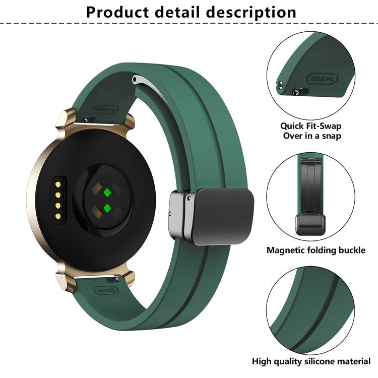 KALEBOL For Garmin Lily 2 Watch Strap Magnetic Buckle Silicone Wrist Band - White+Black Buckle