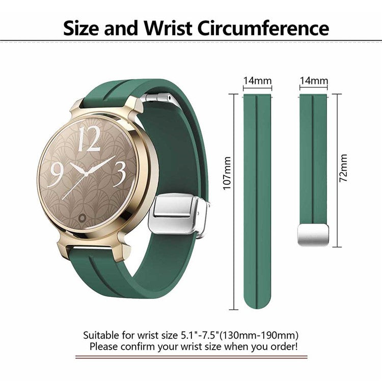 KALEBOL For Garmin Lily 2 Watch Strap Magnetic Buckle Silicone Wrist Band - White+Black Buckle