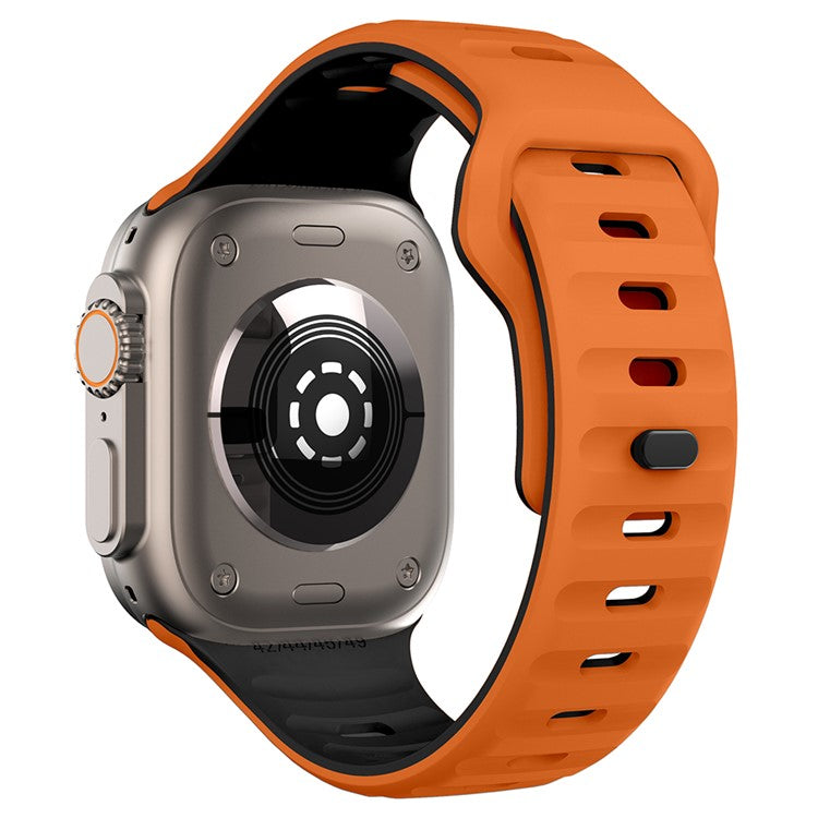 KALEBOL For Apple Watch Series 10 42mm / 9 8 7 41mm / SE (2023) SE (2022) SE 6 5 4 40mm / 3 2 1 38mm Silicone Watch Band Dual Color - Orange+Black