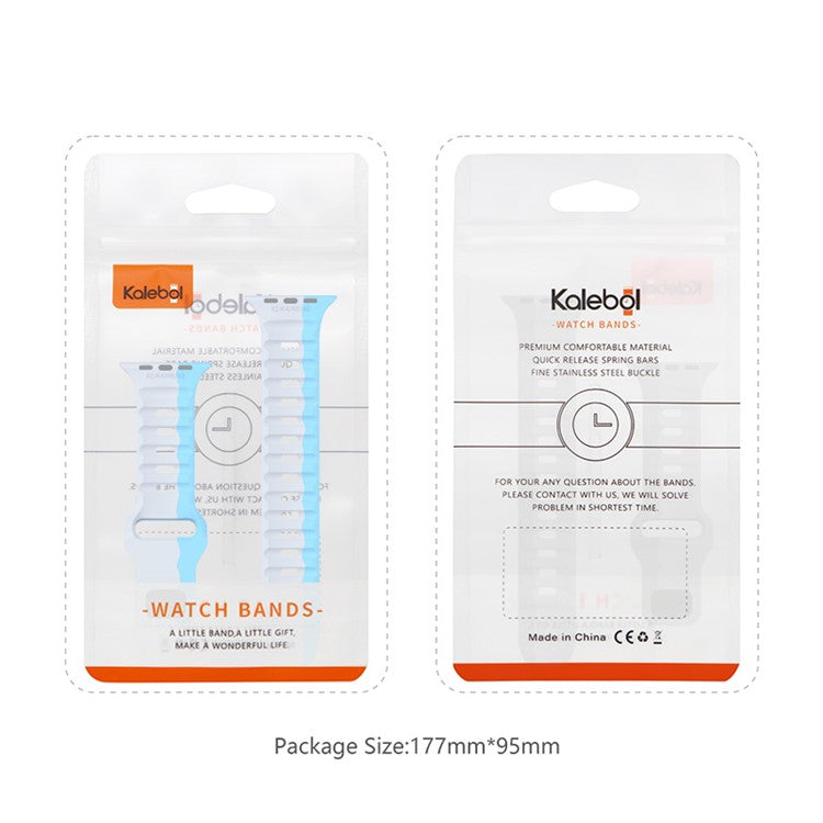 KALEBOL For Apple Watch Series 10 42mm / 9 8 7 41mm / SE (2023) SE (2022) SE 6 5 4 40mm / 3 2 1 38mm Silicone Watch Band Dual Color - Orange+Black