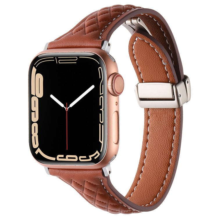 KALEBOL For Apple Watch 10 46mm / Ultra 2 / Ultra 49mm / 9 8 7 45mm / SE (2023) SE (2022) SE 6 5 4 44mm / 3 2 1 42mm Genuine Leather Watch Band - Brown
