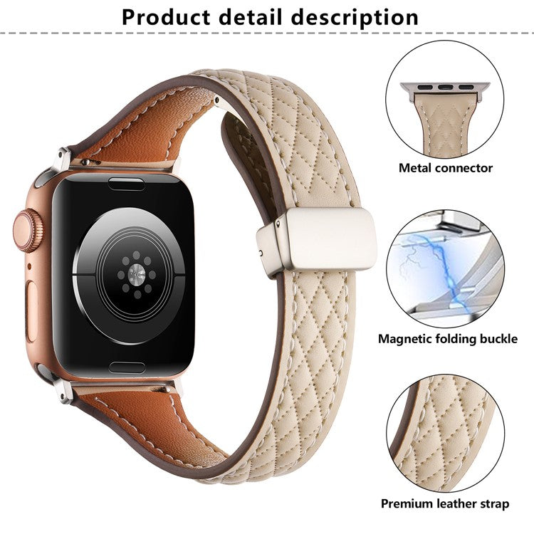 KALEBOL For Apple Watch Series 10 42mm / 9 8 7 41mm / SE (2023) SE (2022) SE 6 5 4 40mm / 3 2 1 38mm Genuine Leather Watch Strap - Grey Brown