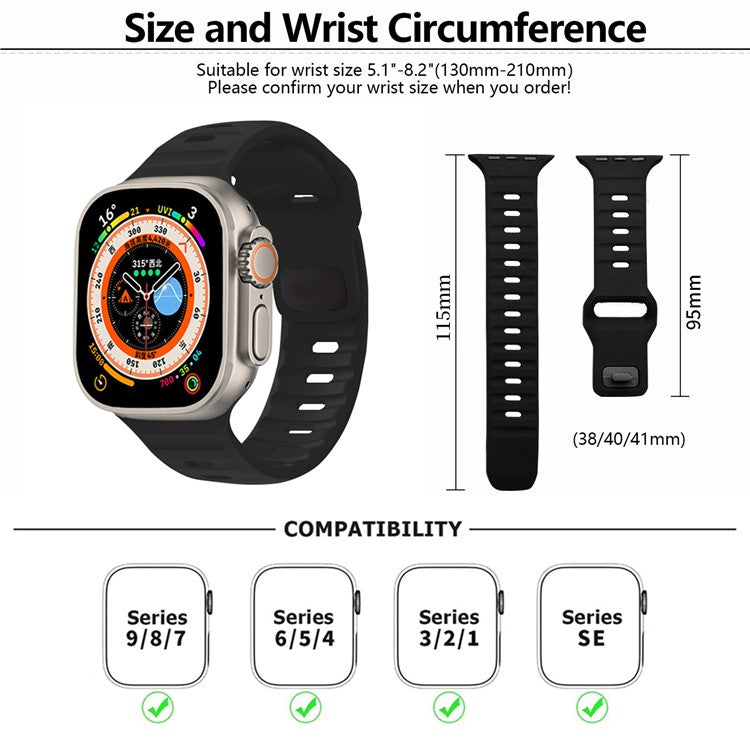 KALEBOL For Apple Watch Series 10 42mm / 9 8 7 41mm / SE (2023) SE (2022) SE 6 5 4 40mm / 3 2 1 38mm Watch Band Sports Silicone Strap - Yellow