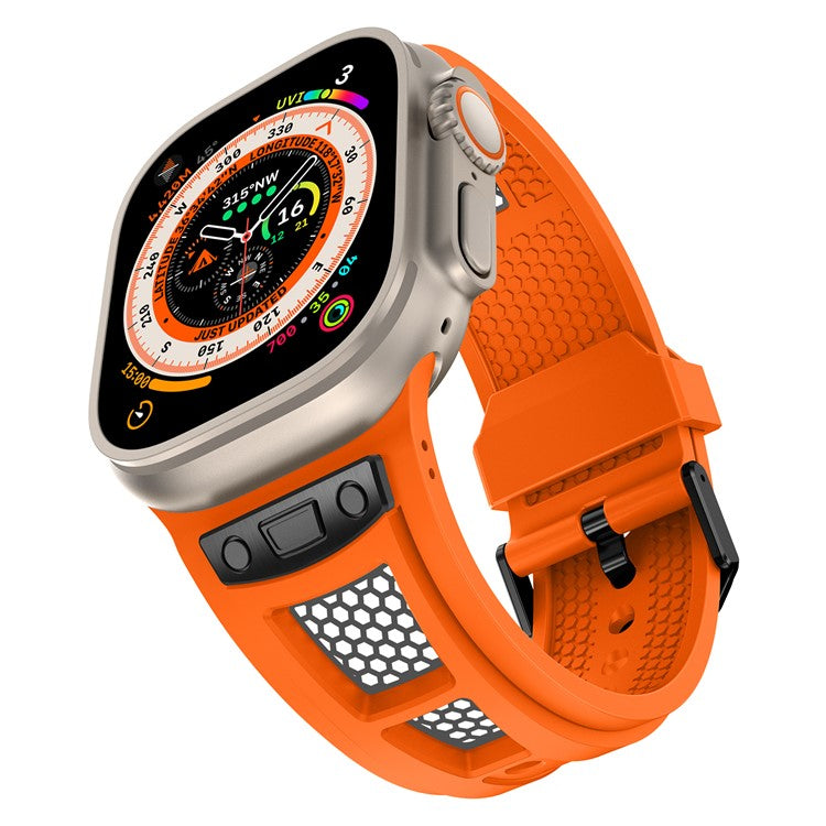 KALEBOL For Apple Watch 10 46mm / Ultra 2 / Ultra 49mm / 9 8 7 45mm / SE (2023) SE (2022) SE 6 5 4 44mm / 3 2 1 42mm Honeycomb Watch Band - Orange+Black