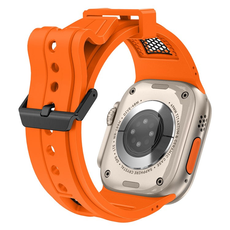 KALEBOL For Apple Watch 10 46mm / Ultra 2 / Ultra 49mm / 9 8 7 45mm / SE (2023) SE (2022) SE 6 5 4 44mm / 3 2 1 42mm Honeycomb Watch Band - Orange+Black