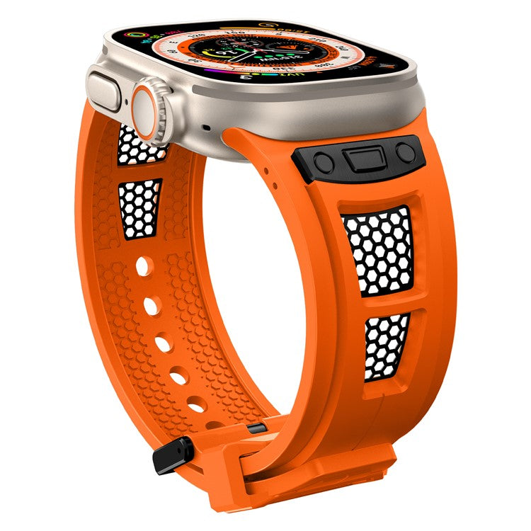 KALEBOL For Apple Watch 10 46mm / Ultra 2 / Ultra 49mm / 9 8 7 45mm / SE (2023) SE (2022) SE 6 5 4 44mm / 3 2 1 42mm Honeycomb Watch Band - Orange+Black