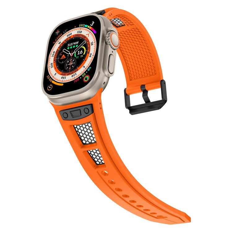 KALEBOL For Apple Watch 10 46mm / Ultra 2 / Ultra 49mm / 9 8 7 45mm / SE (2023) SE (2022) SE 6 5 4 44mm / 3 2 1 42mm Honeycomb Watch Band - Orange+Black