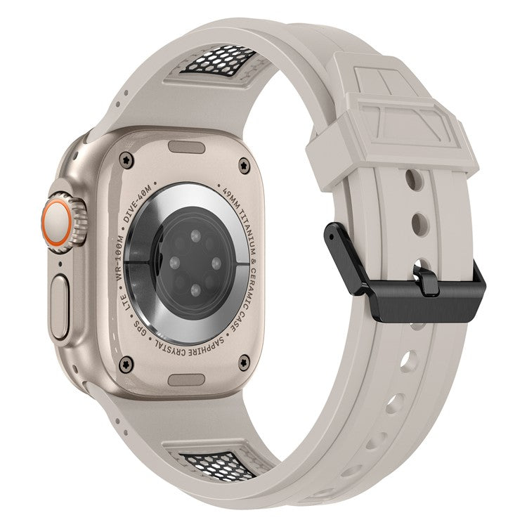 KALEBOL For Apple Watch 10 46mm / Ultra 2 / Ultra 49mm / 9 8 7 45mm / SE (2023) SE (2022) SE 6 5 4 44mm / 3 2 1 42mm Honeycomb Watch Band - Starlight+Black